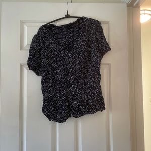 Navy Jcrew v neck with mini stars and buttons